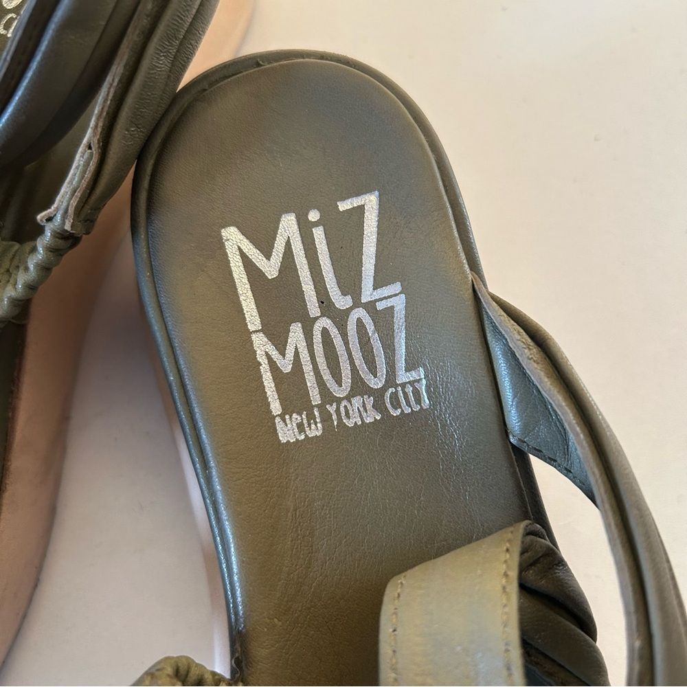 Miz Mooz New York Olive Green Leather Platform Wedge Sandals Size 39 US 8.5 - Picture 6 of 11